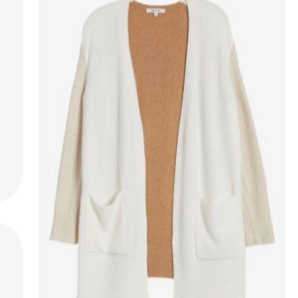 Madewell Kent Sweater Wool Blend Tan Cream Cardigan Sz M